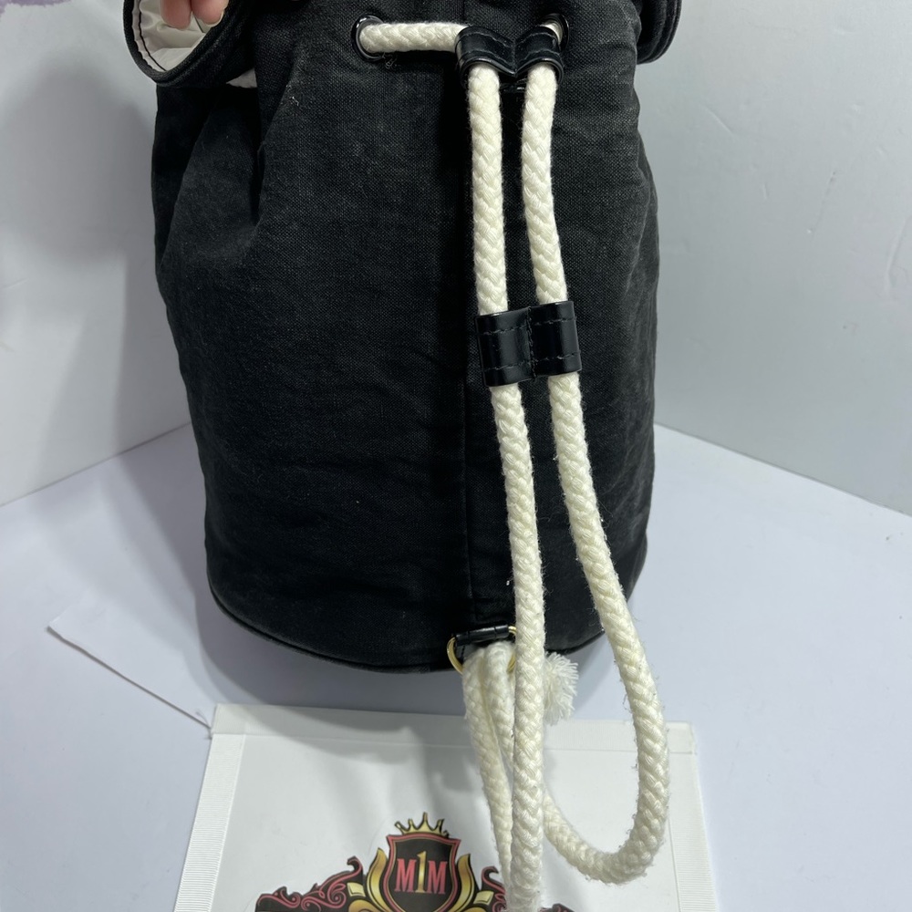 Chanel Rucksack Drawstring Pool Bag in Black Canvas. - Picture 6 of 13